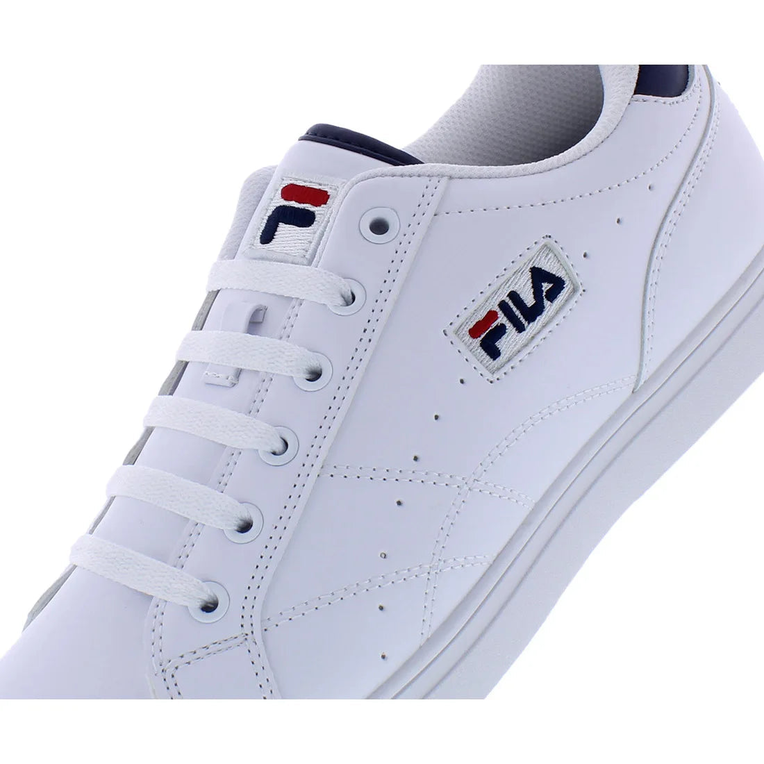 Fila Men's White Low-Top Casual Sneakers With Navy Red Accents Suede Upper Mesh Lining Breathable Lace-Up Walking Shoes All Seas by Reinvent Yourself