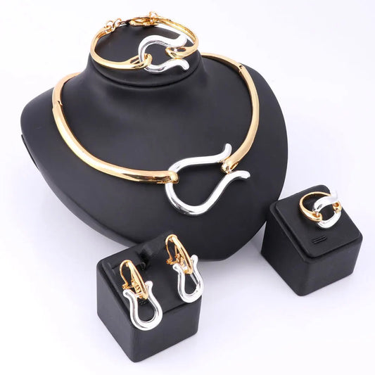 Women African Jewelry Sets Gold Color 3 Colors Fashion Bridal Wedding Elegant Romantic Wedding Necklace Jewelry Sets by Reinvent Yourself