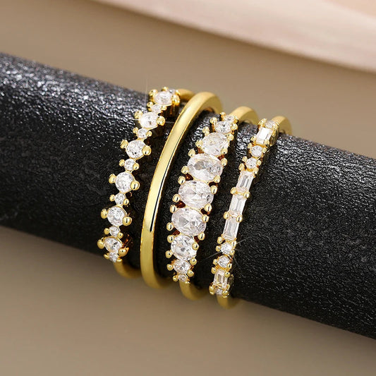 Huitan Hot Trendy Women Set Rings for Wedding 4Pcs Rings Female Fashion Accessories Luxury Cubic Zirconia Statement Jewelry Sets by Reinvent Yourself