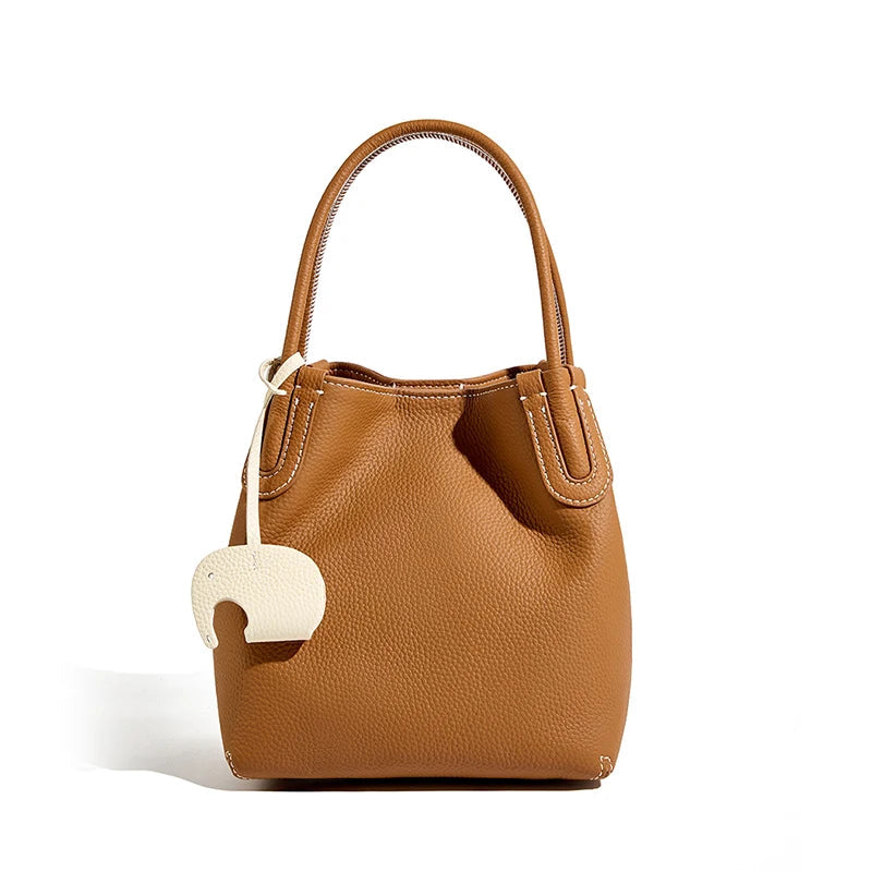 Genuine Leather Women Bucket Bag Luxury Designer Handbags High Quality Cowhide Women's Shoulder Bags Fashion Crossbody Bag by Reinvent Yourself