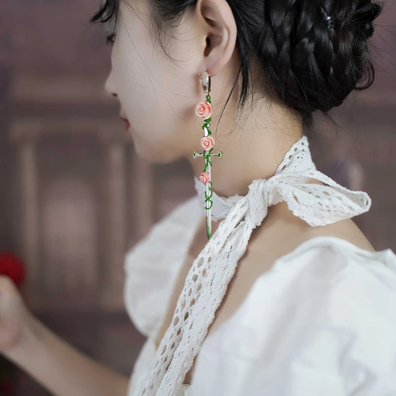 2023 New Gothic Rose-cross Sword Stud Necklace Set Alloy Gothic Style Men's And Women's Jewelry Party Gift by Reinvent Yourself