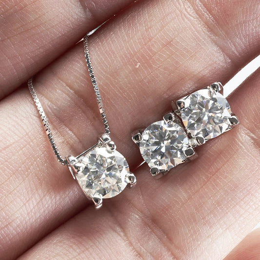 JoyceJelly 3ct D Clolor Real Moissanite Jewelry Sets Women's Sterling Silver 925 Earrings Necklace For Women Bridal Set Gifts by Reinvent Yourself