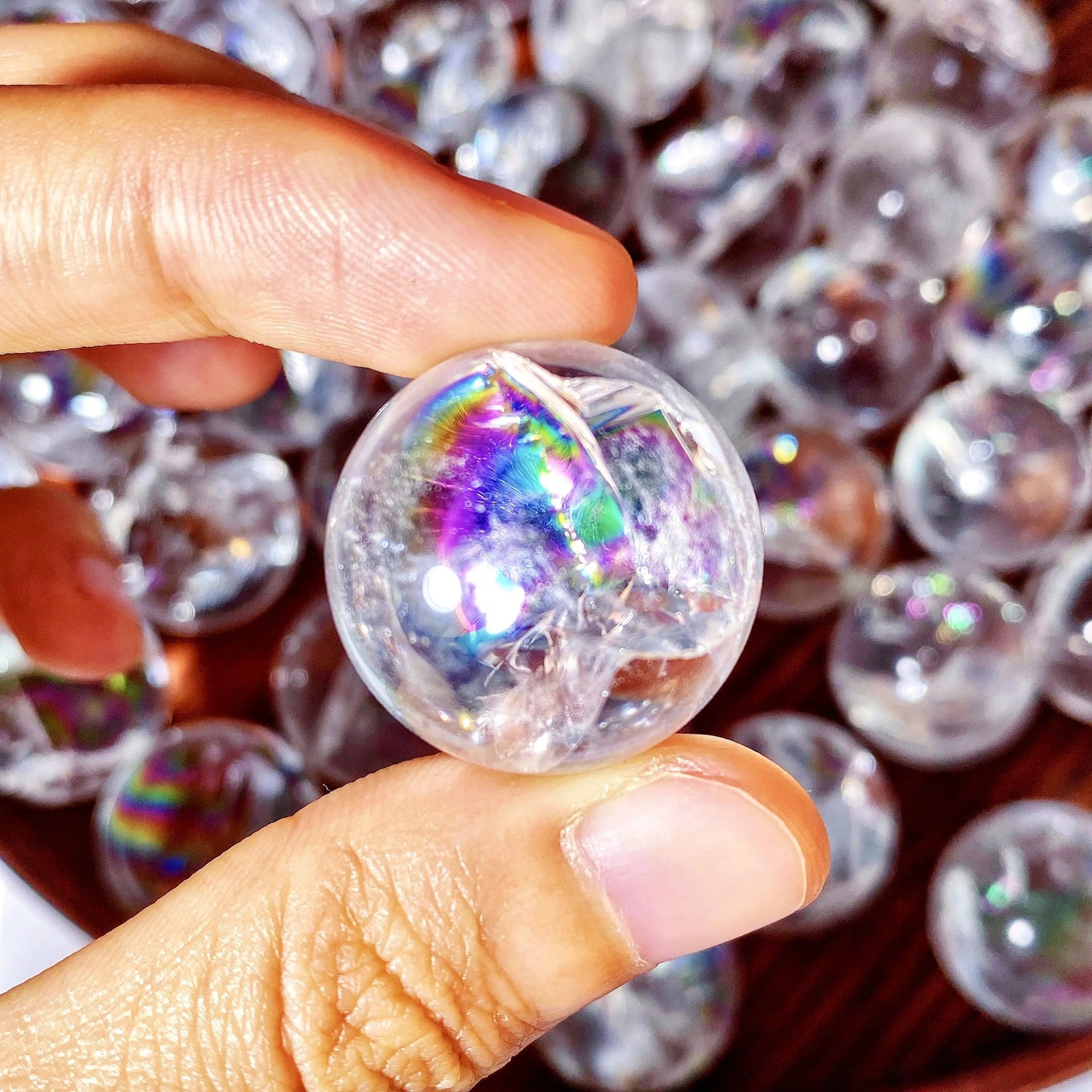 1PC Random Crackle Rainbow Clear Quartz Sphere Natural Crystal,Gemstone Jewelry,Glitter,Healing crystal,Birthday gift,Women gift by Reinvent Yourself