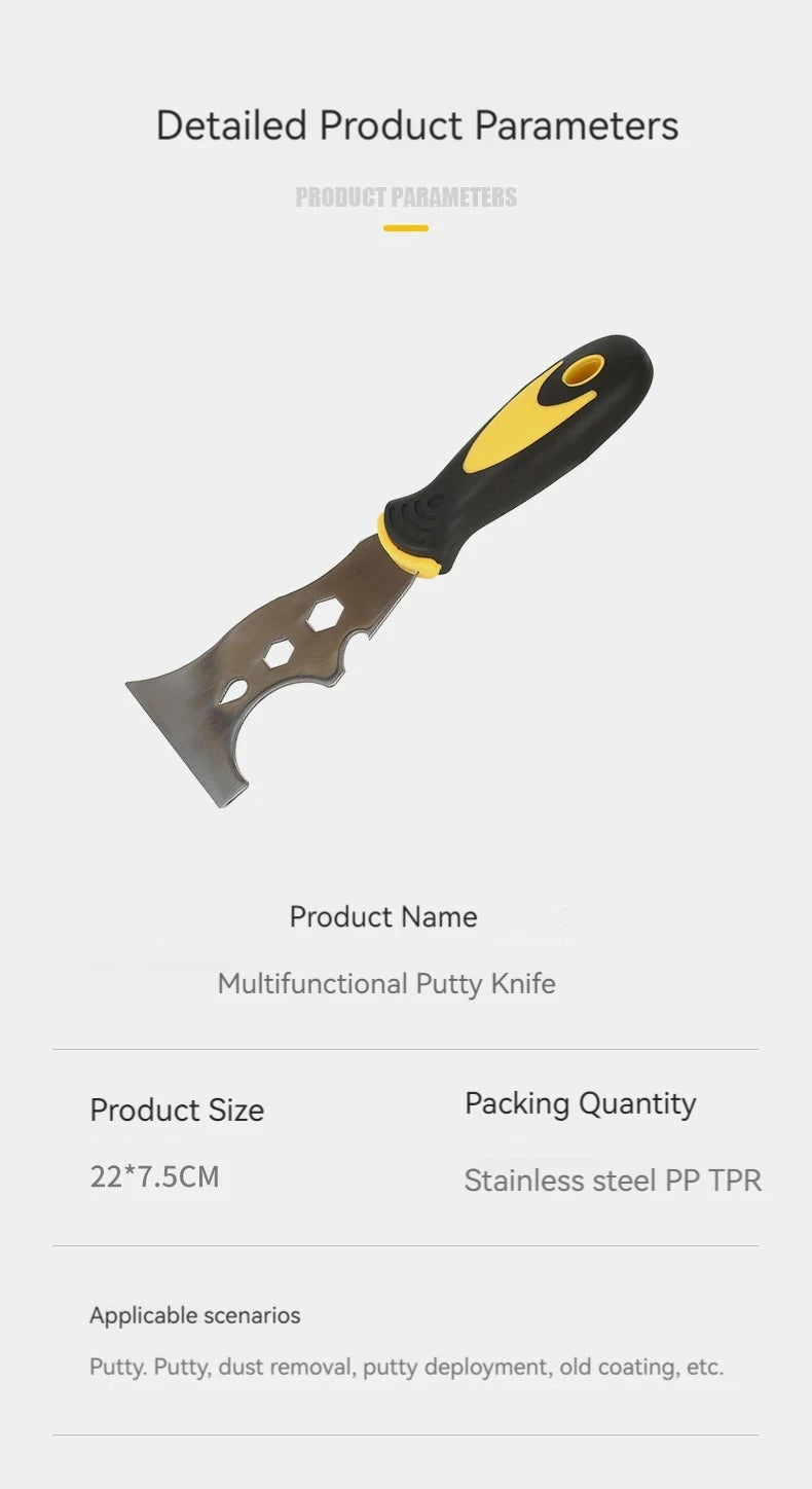 Multifuntional Use Putty Knife Stainless Steel Paint Scraper Removal Construction Tool for Wallpaper Can Opener Home DIY by Reinvent Yourself