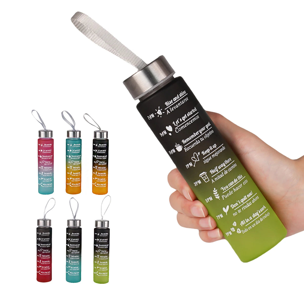 300ml Water Bottle BPA Free leak proof High Quality Drink Bottles With Time Marker Fitness Sports Reusable Outdoors by Reinvent Yourself