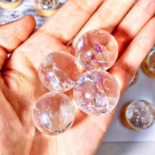 1PC Random Crackle Rainbow Clear Quartz Sphere Natural Crystal,Gemstone Jewelry,Glitter,Healing crystal,Birthday gift,Women gift by Reinvent Yourself