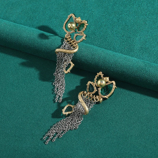 Vintage Jewelry Drop Earrings Green Glazed Leaves With Tassels For Woman Glass Antique Luxury Designer Brands High Quality 2025 by Reinvent Yourself