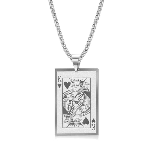 JHSL Men Statement Poker Ace King Necklace Pendant Golden Silver Color Stainless Steel Fashion Jewelry Gift Wholesale Dropship by Reinvent Yourself