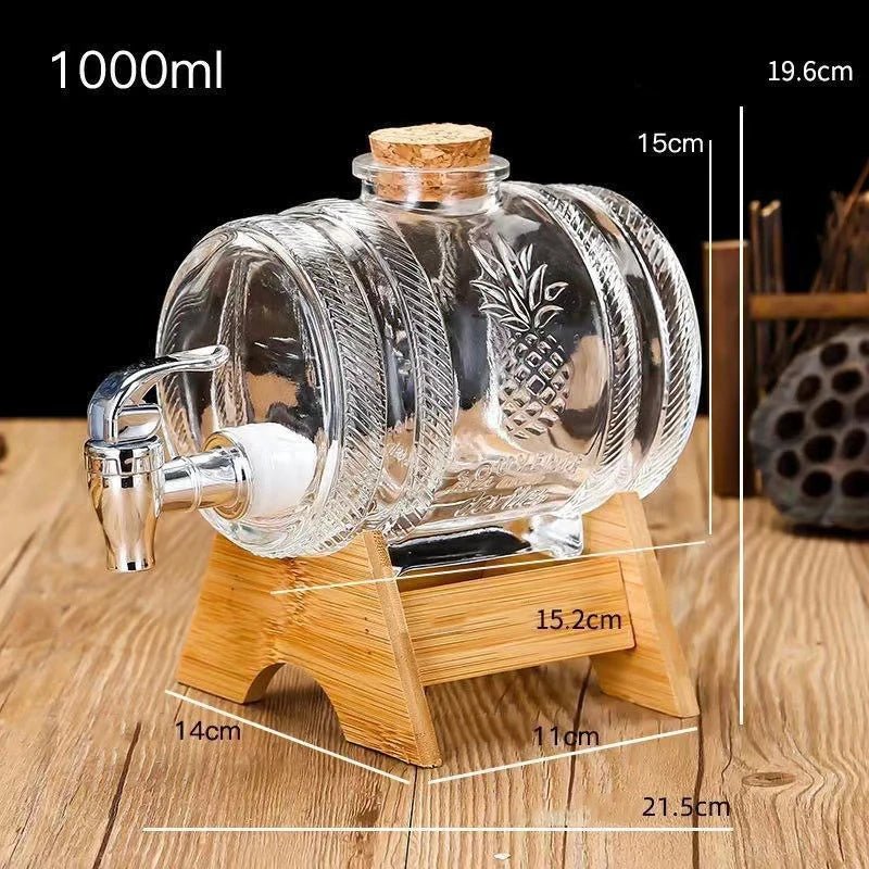 Hot Selling 2-liter Glass Bottle In The Shape Of A Cola Barrel Dispenser For Beverages Wine Containers With Faucet Base And Cork - Reinvent Yourself