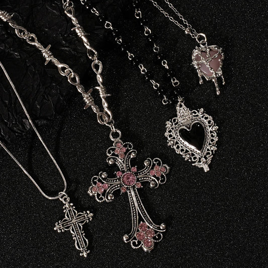Y2K Sweet Cool Girl Cross Love Pendant Necklace Personalized For Daily Wear - Reinvent Yourself