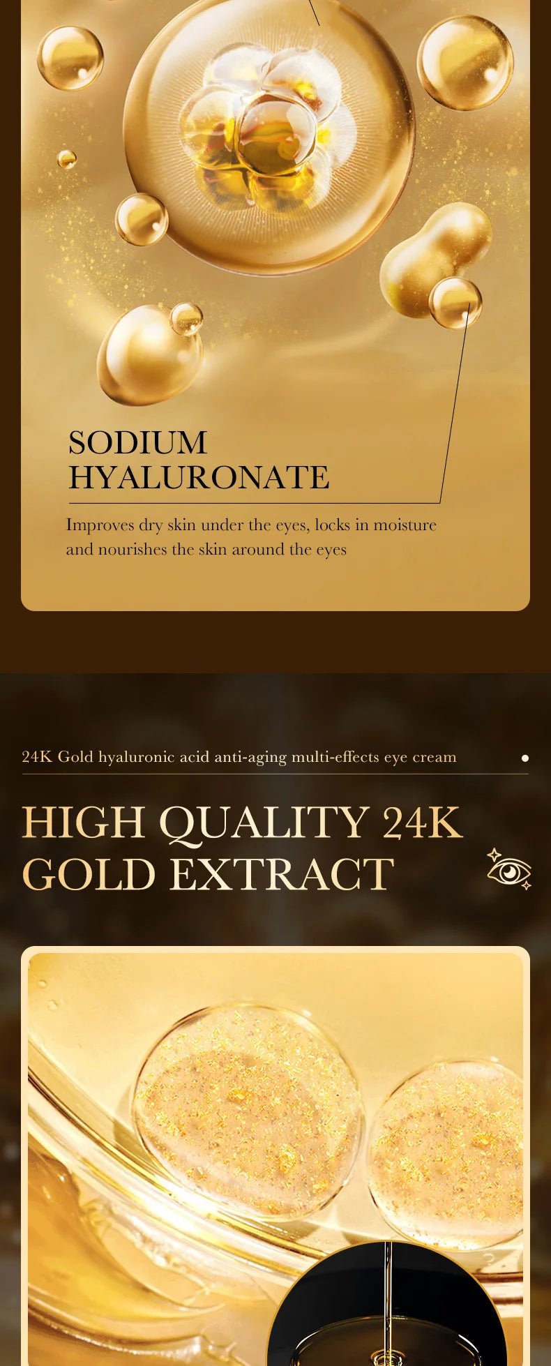 24k Gold Hyaluronic Acid Eye Cream Anti Dark Circles Eye Bags Firming Moisturizing Eyes Skin Care Prodcuts - Reinvent Yourself
