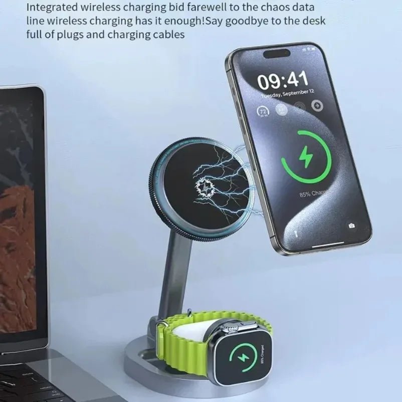 3 in 1 Foldable Fast Charging Station Ice Cooling Magnetic Wireless Charger Stand For Phone 16 15 14 13 12 IWatch 9 8 7 AirPods - Reinvent Yourself