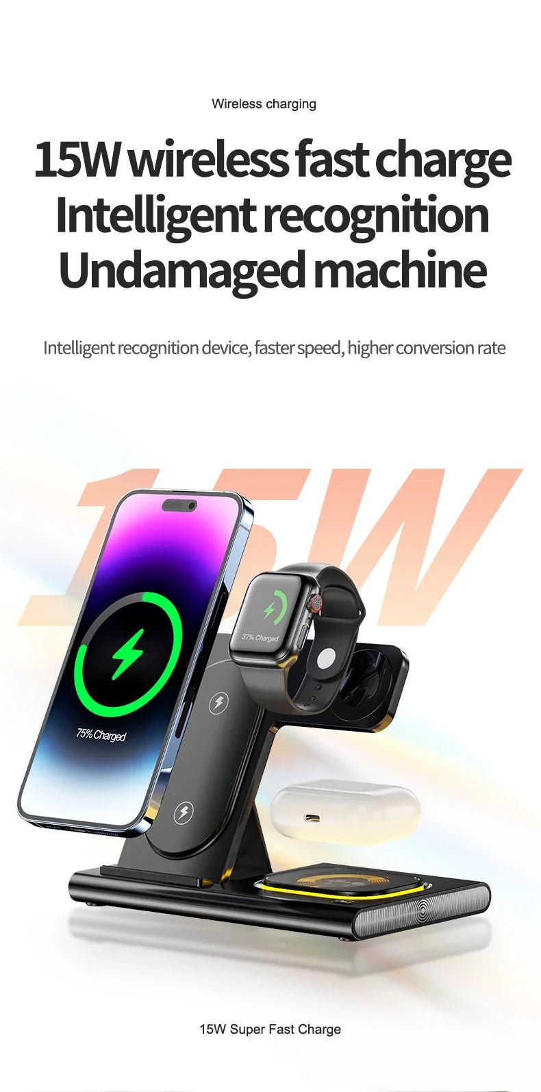 3 In 1 LED Wireless Charger Stand For Samsung Galaxy S23 S22 S24 Watch - Reinvent Yourself