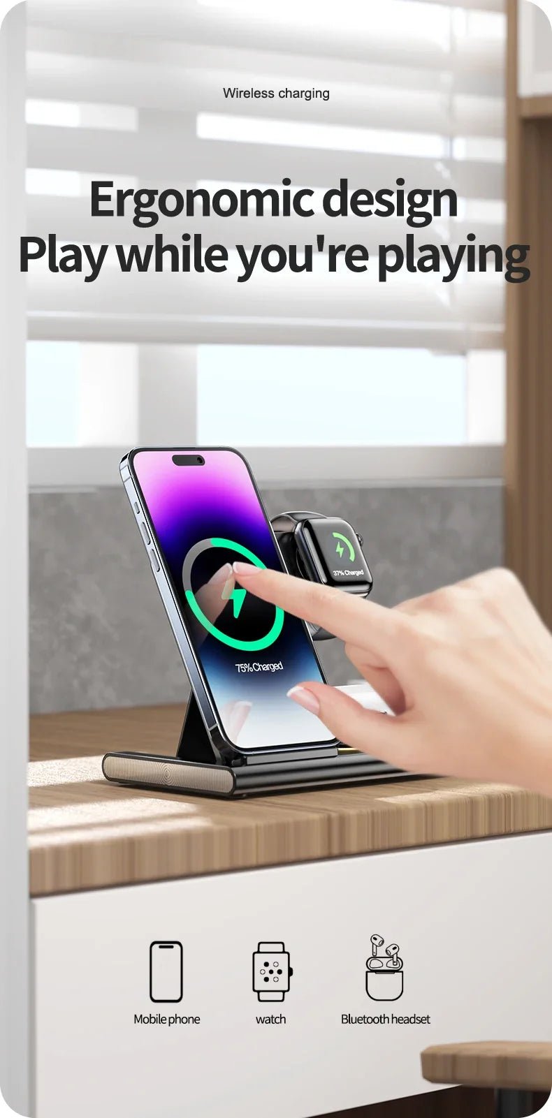 3 In 1 LED Wireless Charger Stand For Samsung Galaxy S23 S22 S24 Watch - Reinvent Yourself