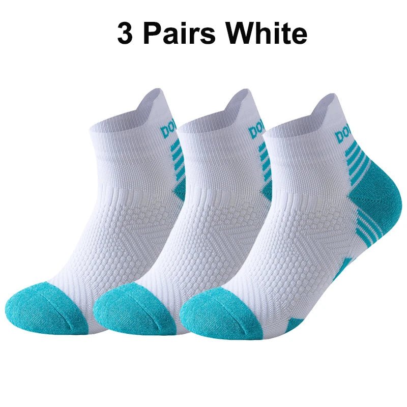 3 Pairs Marathon Socks Men Women Professional Sport Ankle Running Socks Thickened Cushioned Tube Low Cut Fitness Short Sock Mesh - Reinvent Yourself