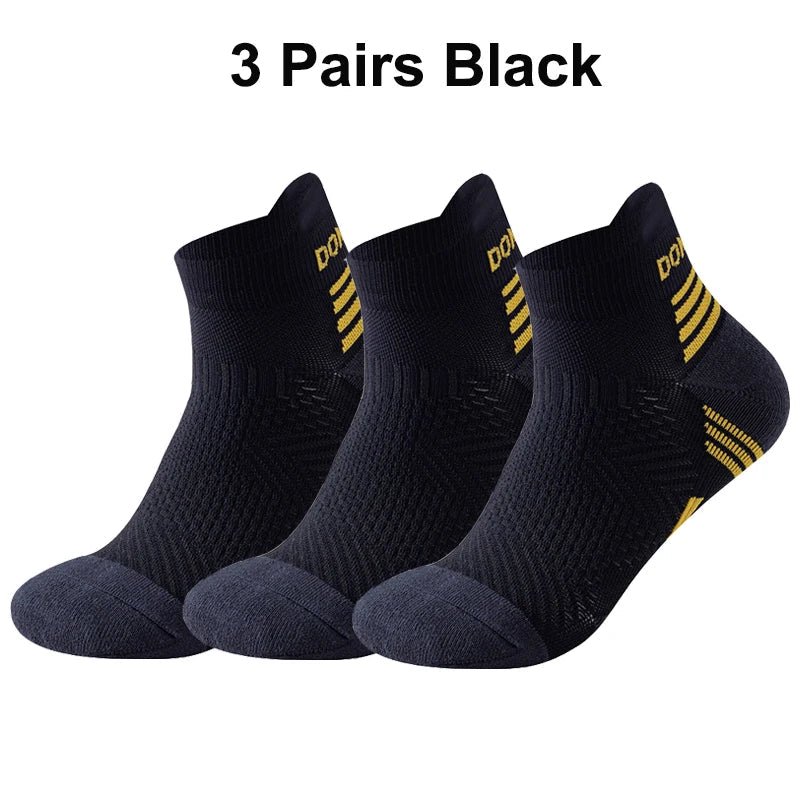 3 Pairs Marathon Socks Men Women Professional Sport Ankle Running Socks Thickened Cushioned Tube Low Cut Fitness Short Sock Mesh - Reinvent Yourself