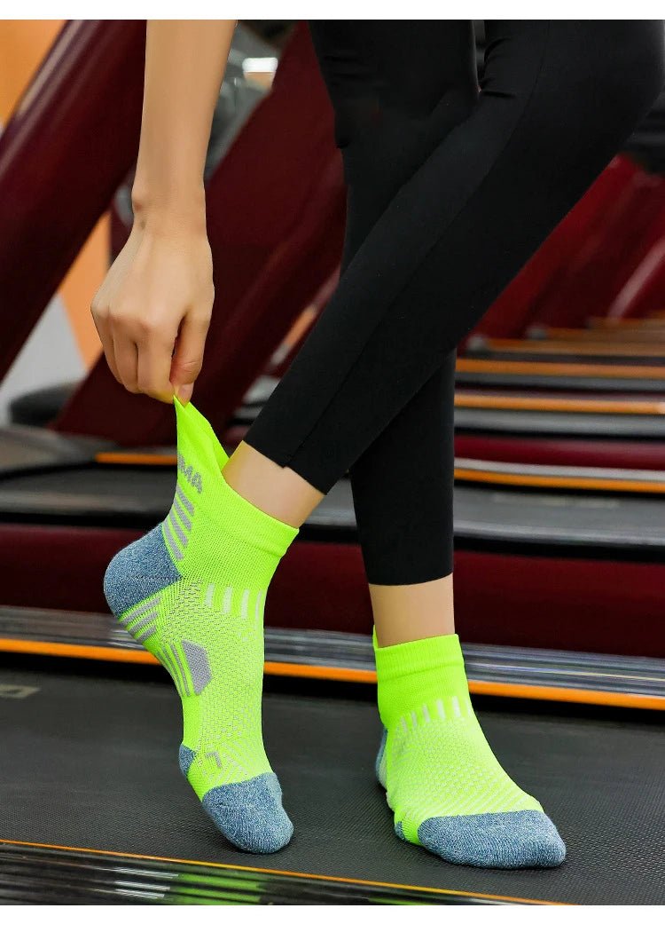 3 Pairs Marathon Socks Men Women Professional Sport Ankle Running Socks Thickened Cushioned Tube Low Cut Fitness Short Sock Mesh - Reinvent Yourself