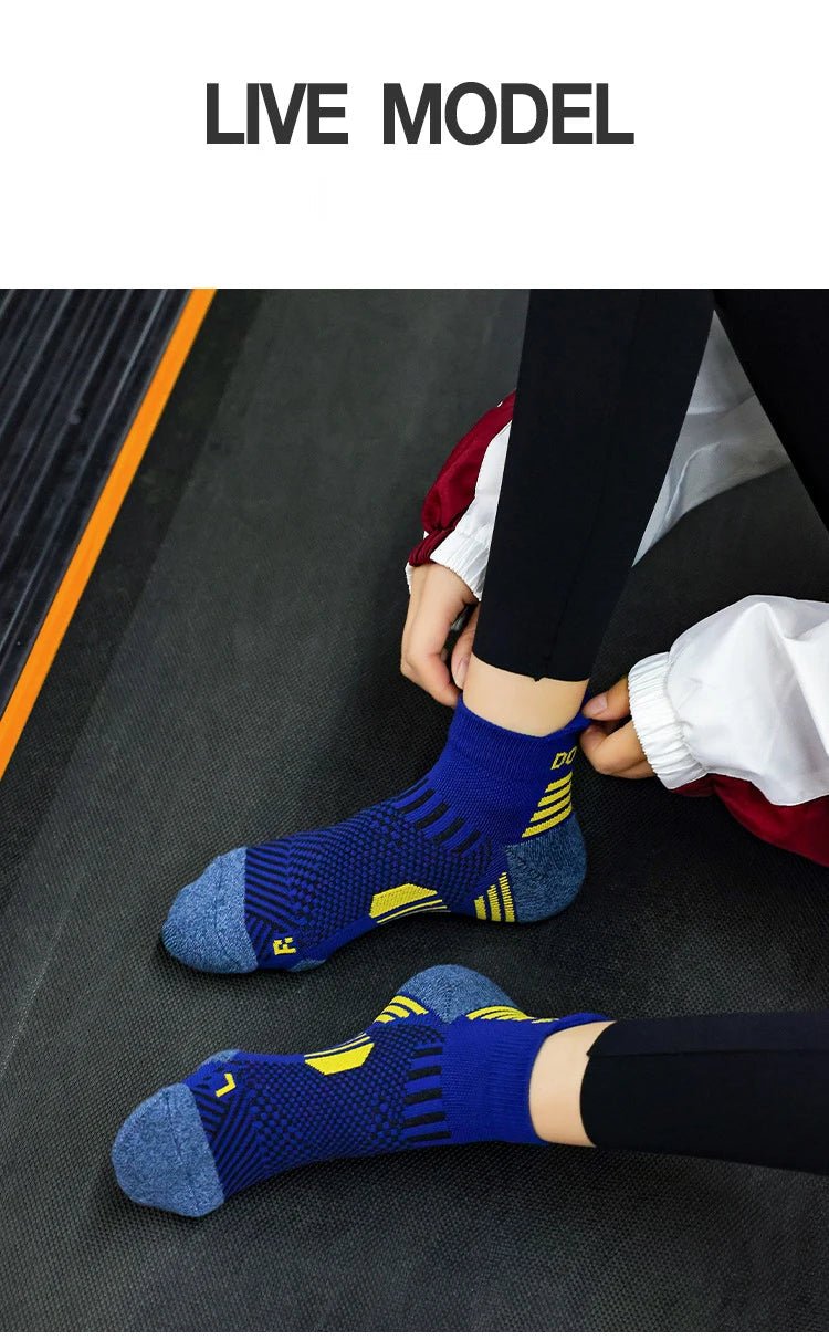 3 Pairs Marathon Socks Men Women Professional Sport Ankle Running Socks Thickened Cushioned Tube Low Cut Fitness Short Sock Mesh - Reinvent Yourself