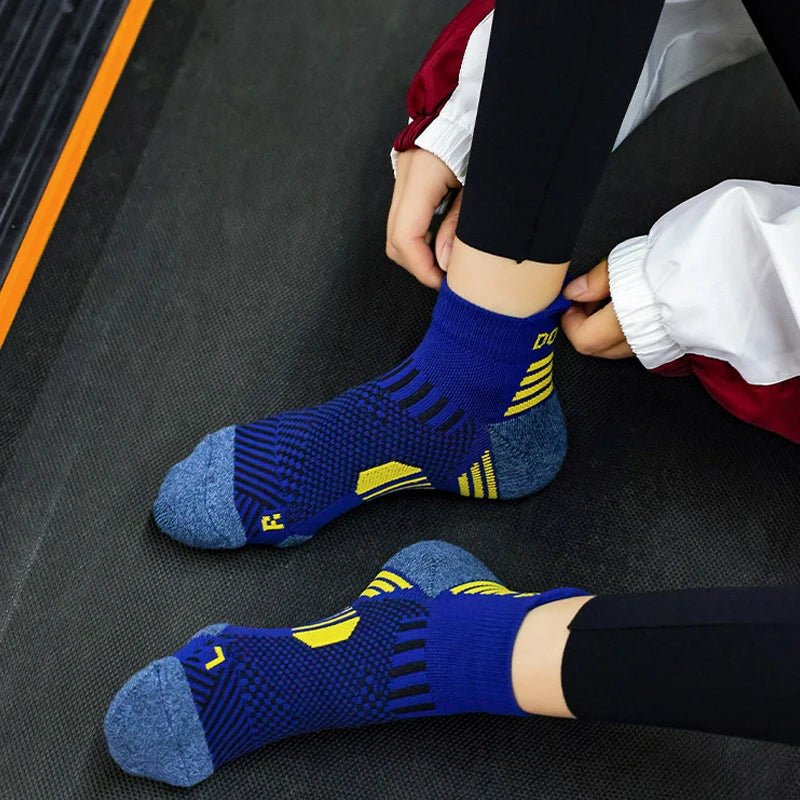 3 Pairs Marathon Socks Men Women Professional Sport Ankle Running Socks Thickened Cushioned Tube Low Cut Fitness Short Sock Mesh - Reinvent Yourself