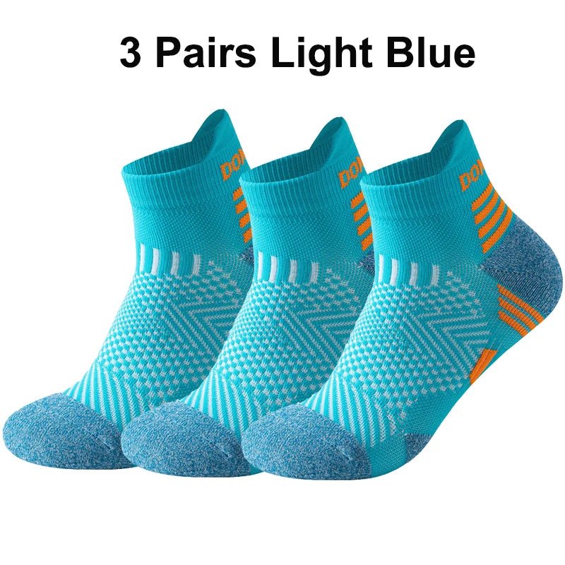 3 Pairs Marathon Socks Men Women Professional Sport Ankle Running Socks Thickened Cushioned Tube Low Cut Fitness Short Sock Mesh - Reinvent Yourself