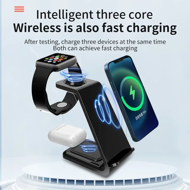 30W 3 In 1 Wireless Charger Stand Dock For iPhone 15 14 13 12 11 XS Apple Watch 8 7 AirPods Induction Fast Charging Station - Reinvent Yourself