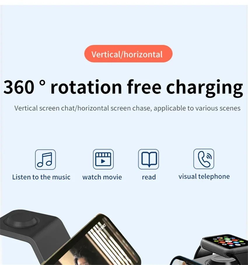 30W 3 In 1 Wireless Charger Stand Dock For iPhone 15 14 13 12 11 XS Apple Watch 8 7 AirPods Induction Fast Charging Station - Reinvent Yourself