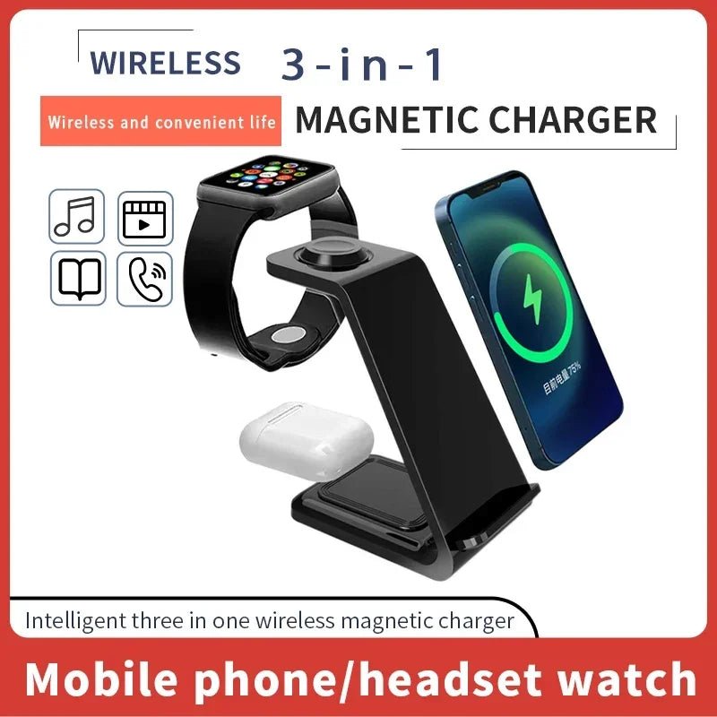 30W 3 In 1 Wireless Charger Stand Dock For iPhone 15 14 13 12 11 XS Apple Watch 8 7 AirPods Induction Fast Charging Station - Reinvent Yourself