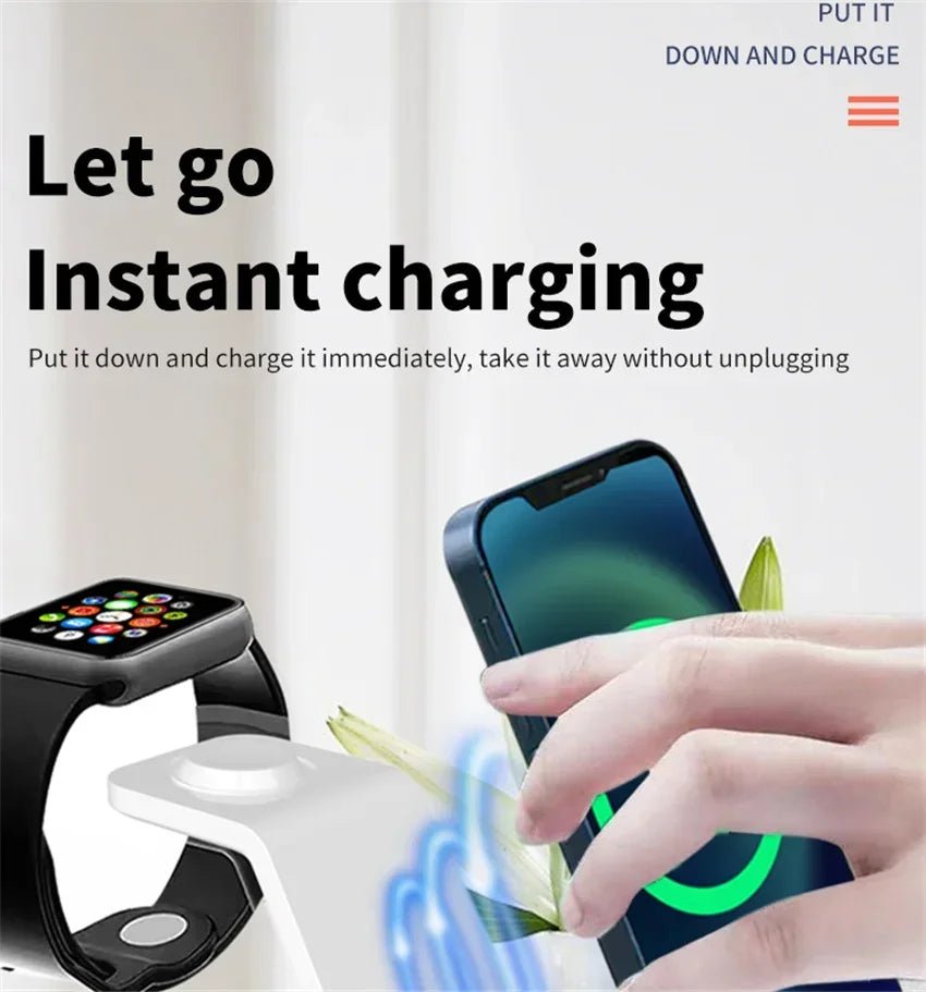 30W 3 In 1 Wireless Charger Stand Dock For iPhone 15 14 13 12 11 XS Apple Watch 8 7 AirPods Induction Fast Charging Station - Reinvent Yourself