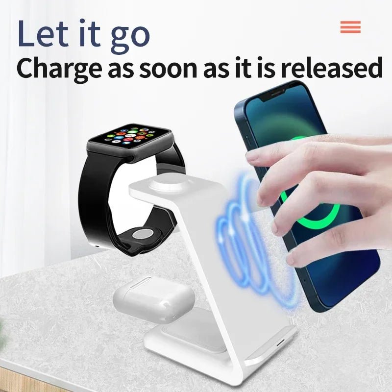 30W 3 In 1 Wireless Charger Stand Dock For iPhone 15 14 13 12 11 XS Apple Watch 8 7 AirPods Induction Fast Charging Station - Reinvent Yourself