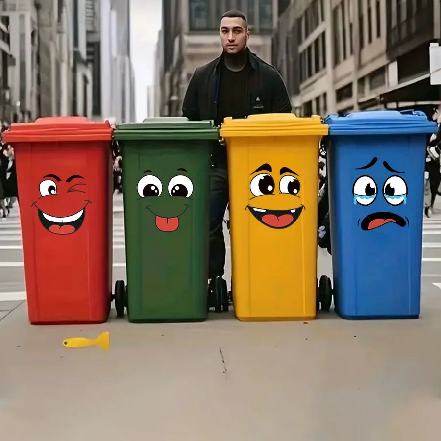 4 sheets/Set Cartoon Face Stickers,Self-Adhesive, Plastic Surface Compatible,Home Decoration Suitable for Trash Can, oilet Decor - Reinvent Yourself