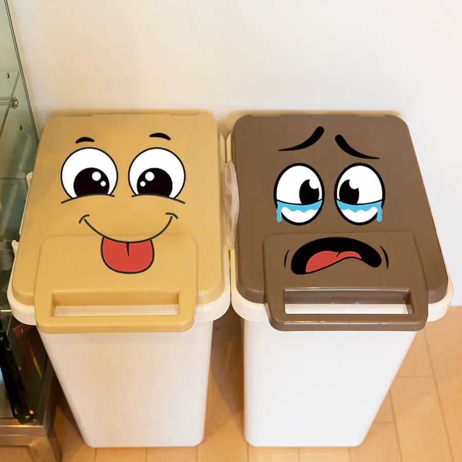 4 sheets/Set Cartoon Face Stickers,Self-Adhesive, Plastic Surface Compatible,Home Decoration Suitable for Trash Can, oilet Decor - Reinvent Yourself