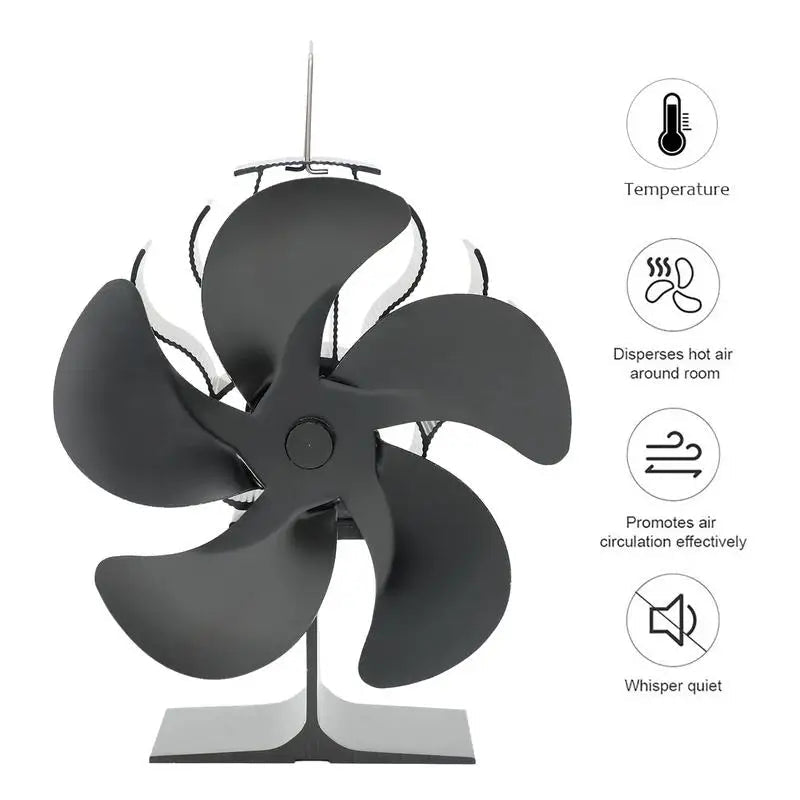 4/5/6 Blades Heat Powered Stove Fan Log Wood Burner Eco-fan Quiet Fireplace Fan Winter Warm Home Heater Efficient Heat Distribu - Reinvent Yourself