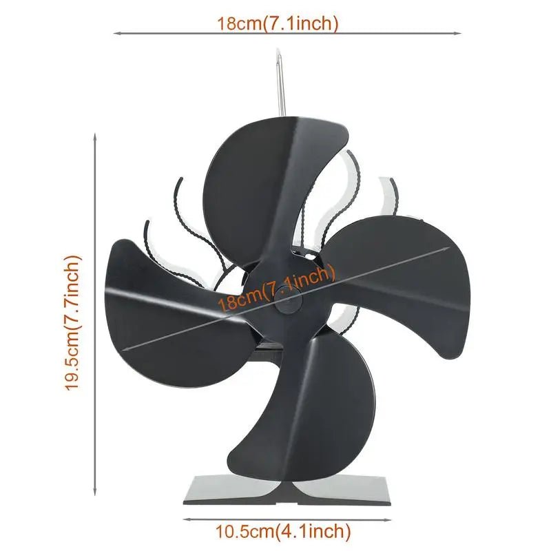 4/5/6 Blades Heat Powered Stove Fan Log Wood Burner Eco-fan Quiet Fireplace Fan Winter Warm Home Heater Efficient Heat Distribu - Reinvent Yourself