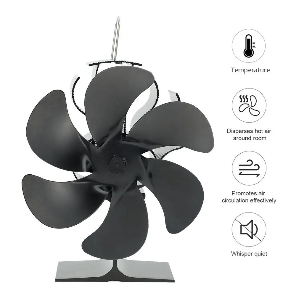 4/5/6 Blades Heat Powered Stove Fan Log Wood Burner Eco-fan Quiet Fireplace Fan Winter Warm Home Heater Efficient Heat Distribu - Reinvent Yourself