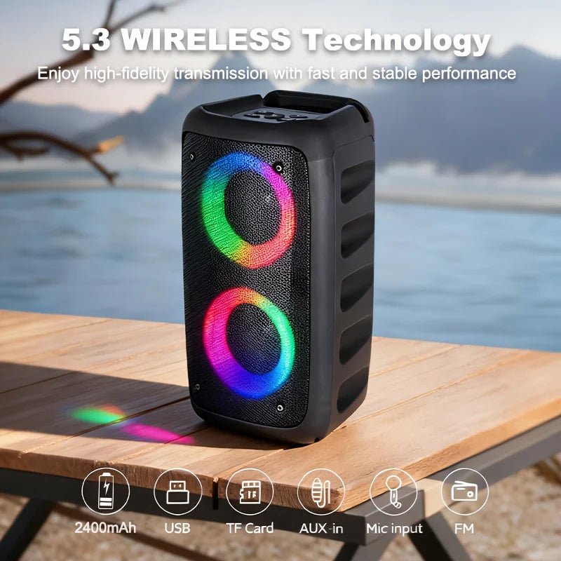 6000W Portable Speaker, Wireless Stereo, TWS, Color Lights, USB/TF Card, for Outdoor, Camping, Backyard Party, Bluetooth Speaker - Reinvent Yourself