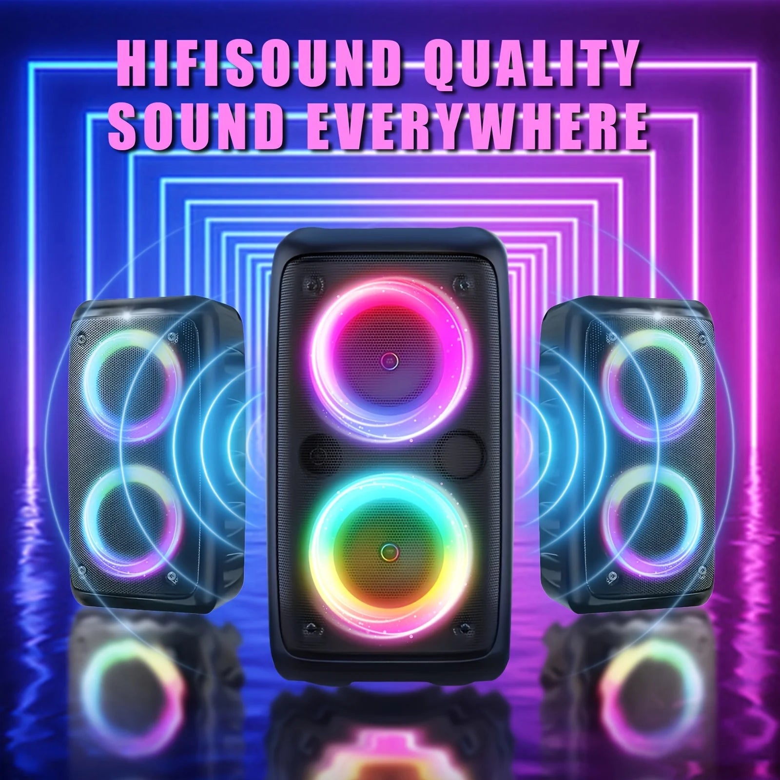 6000W Portable Speaker, Wireless Stereo, TWS, Color Lights, USB/TF Card, for Outdoor, Camping, Backyard Party, Bluetooth Speaker - Reinvent Yourself