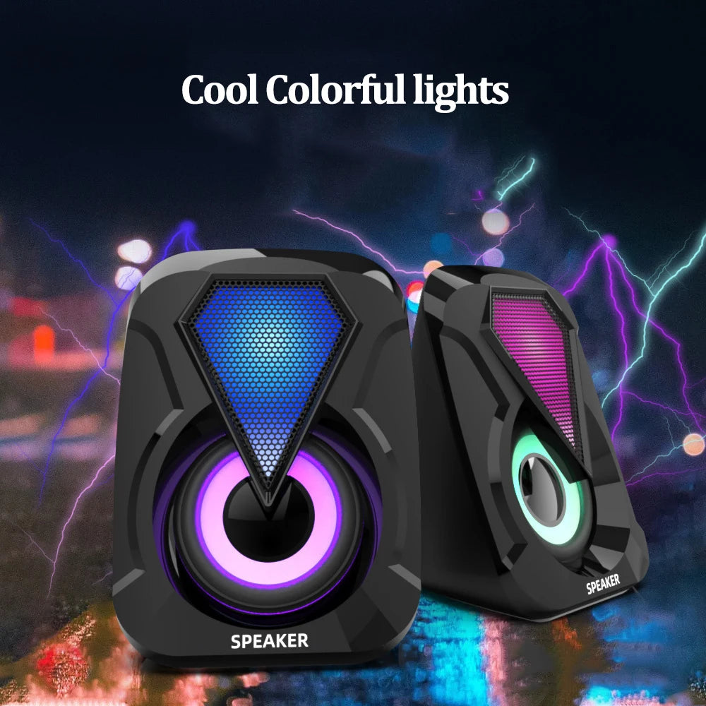 Computer Speakers For PC Desktop Smartphone Laptop with Subwoofer LED Colorful Lighting Home Theater System USB Wired SoundBox by Reinvent Yourself