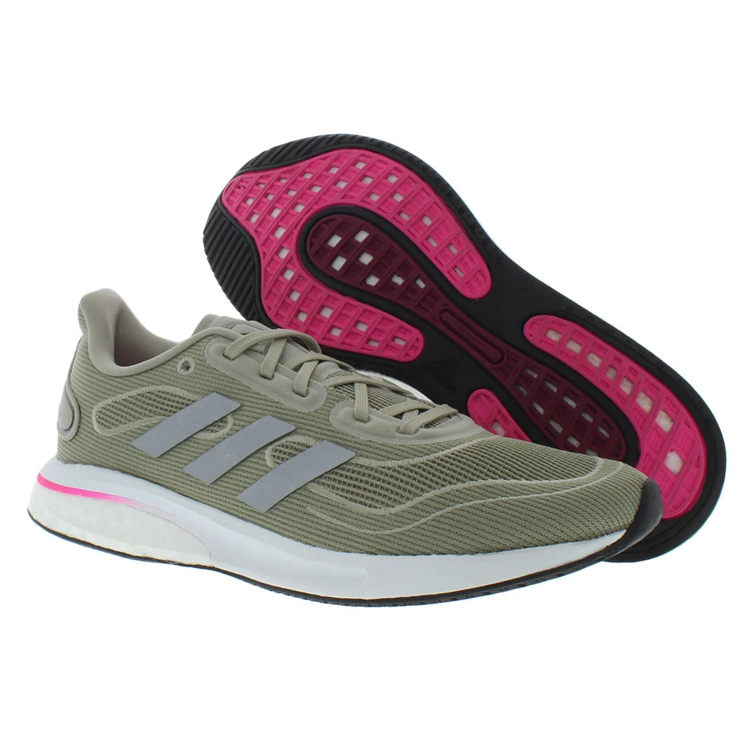 For Supernova Women's Running Shoes Feather Grey/Silver Metallic/Shock Pink Color | 100% Authentic Made Vietnam Model by Reinvent Yourself