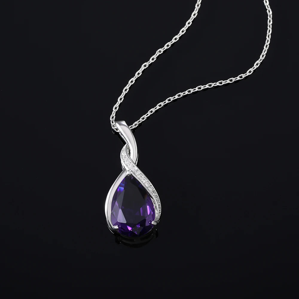 Huitan Luxury Pear CZ Pendant Necklace Women Blue/Green/Red/Purple Bridal Wedding Engagement Graceful Accessories Trendy Jewelry by Reinvent Yourself