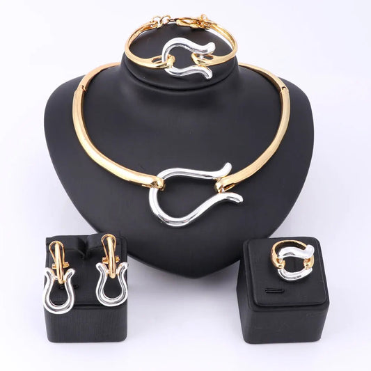 Women African Jewelry Sets Gold Color 3 Colors Fashion Bridal Wedding Elegant Romantic Wedding Necklace Jewelry Sets by Reinvent Yourself
