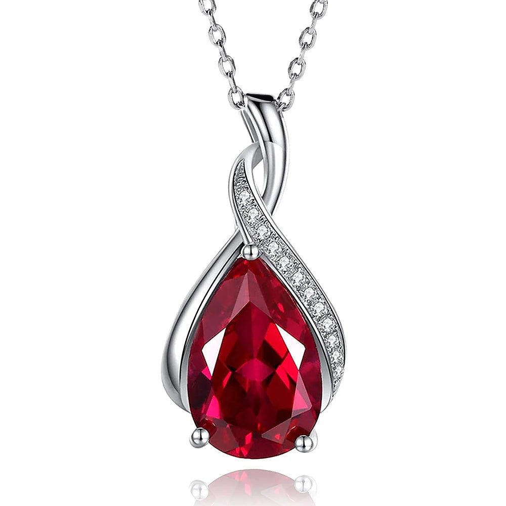 Huitan Luxury Pear CZ Pendant Necklace Women Blue/Green/Red/Purple Bridal Wedding Engagement Graceful Accessories Trendy Jewelry by Reinvent Yourself
