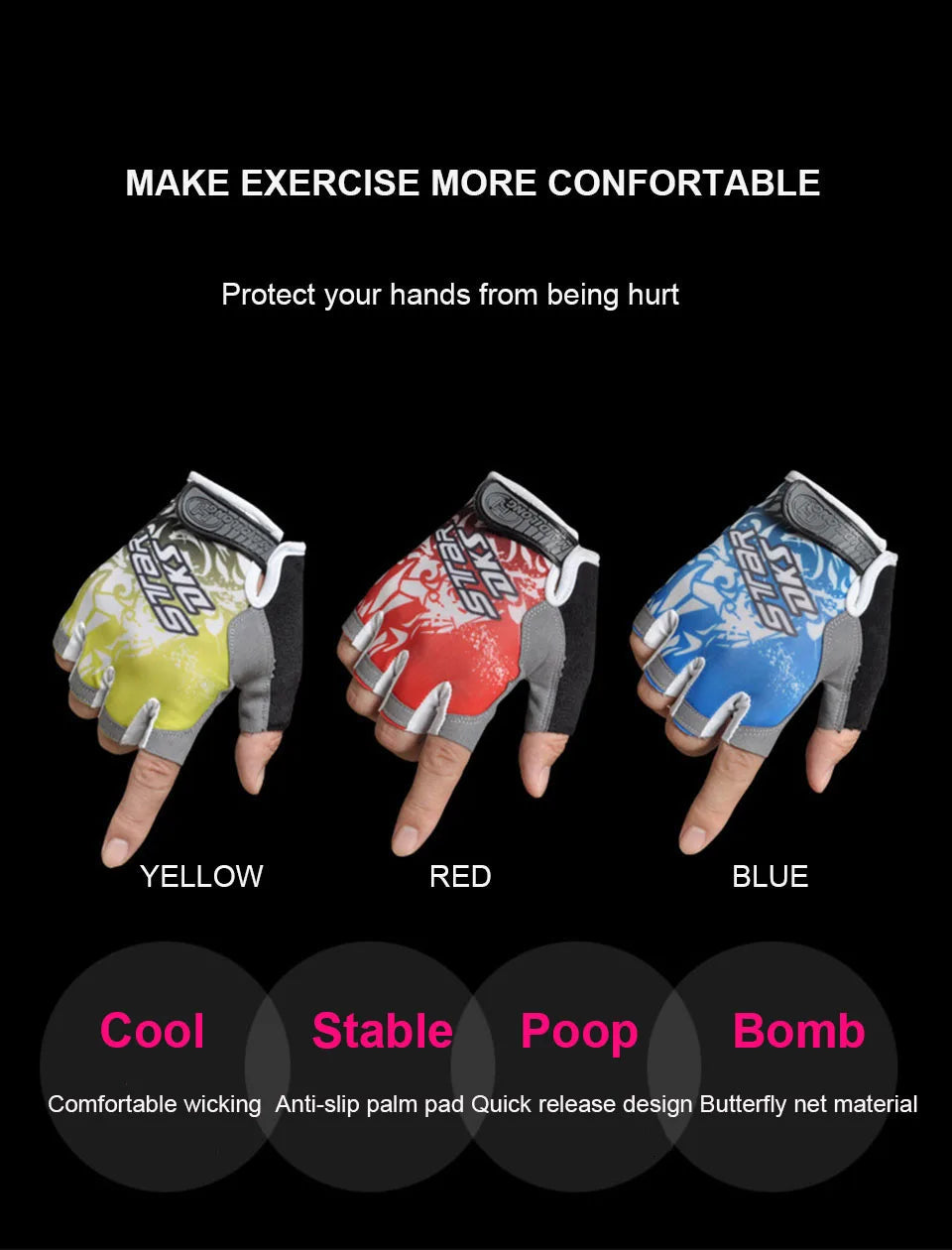 Professional Gym Fitness Gloves Power Weight Lifting Women Men Workout Bodybuilding Cycling Half Finger Hand Protector by Reinvent Yourself