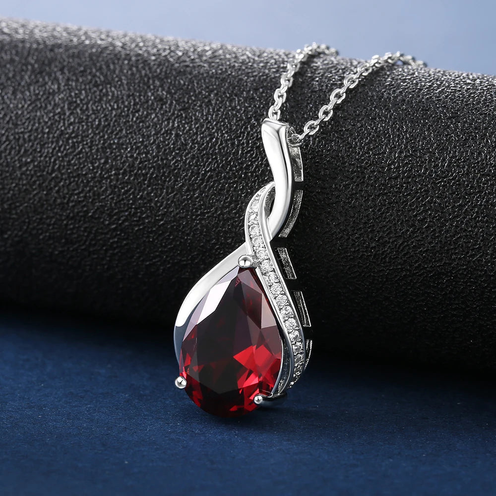 Huitan Luxury Pear CZ Pendant Necklace Women Blue/Green/Red/Purple Bridal Wedding Engagement Graceful Accessories Trendy Jewelry by Reinvent Yourself
