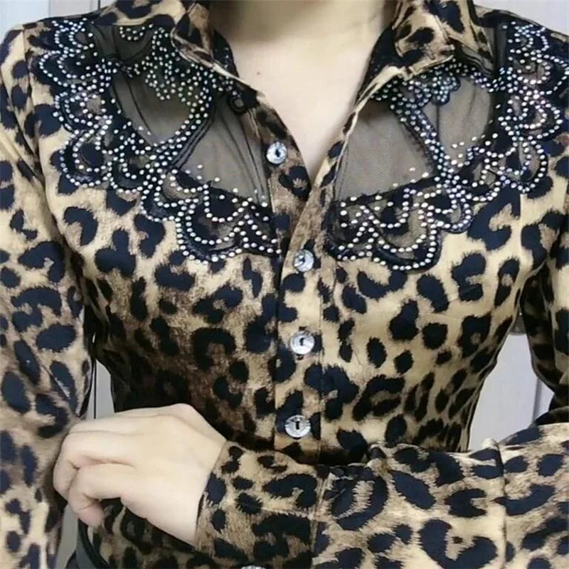 Women'S Blouse Tops Summer Lace Chiffon Shirts lapel Stitching Printing Buttons Female Blusas Offce Lady Shirts chemises fleurs by Reinvent Yourself