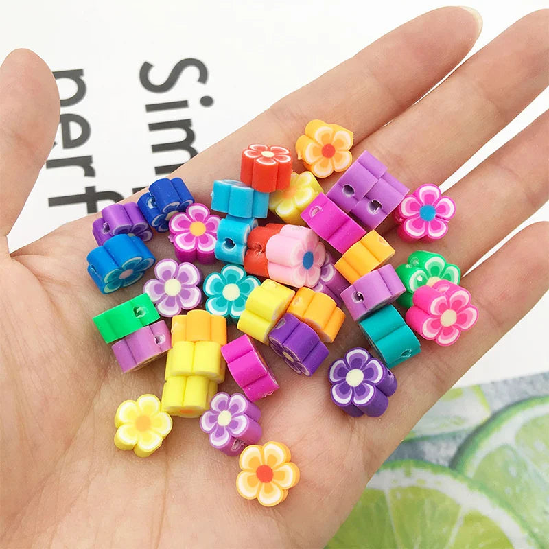 100/1000Pcs Flower Polymer Clay Beads Pattern Round Polymer Clay Beads for Jewelry Making Findings, Bracelet Accessories by Reinvent Yourself