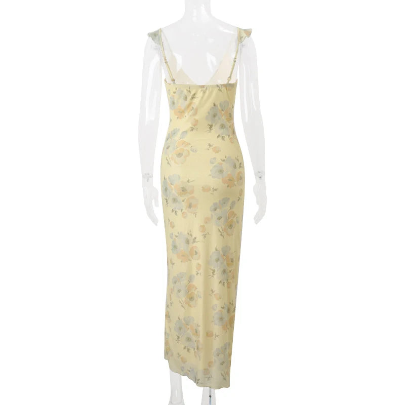 Summer Flower Printed Women's Sexy Low-cut Dress Sleeveless Backless Slim Sling Dresses 2026 Beach Vacation Lady Vestidos by Reinvent Yourself