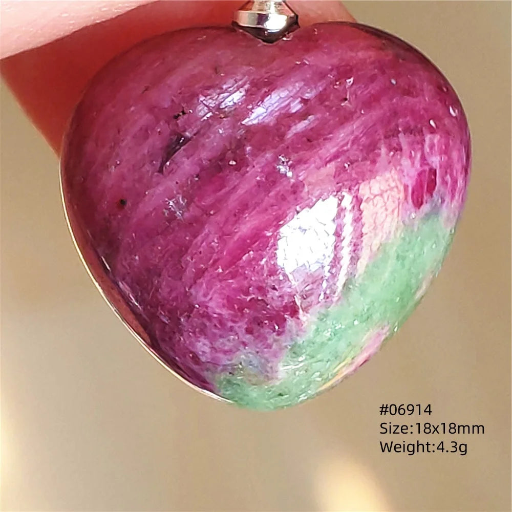 Natural Red Ruby Pendant Jewelry Love Heart Watermelon Ruby Zoisite Necklace Women Men 925 Sterling Silver AAAAA by Reinvent Yourself