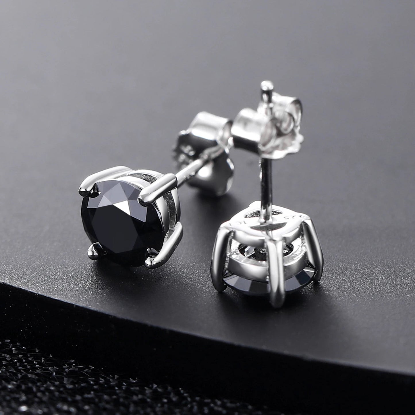 Real 0.5-2 Carat Black Moissanite Stud Earrings For Men Women Solid 925 Sterling Silver Solitaire Diamond Round Earrings Jewelry by Reinvent Yourself