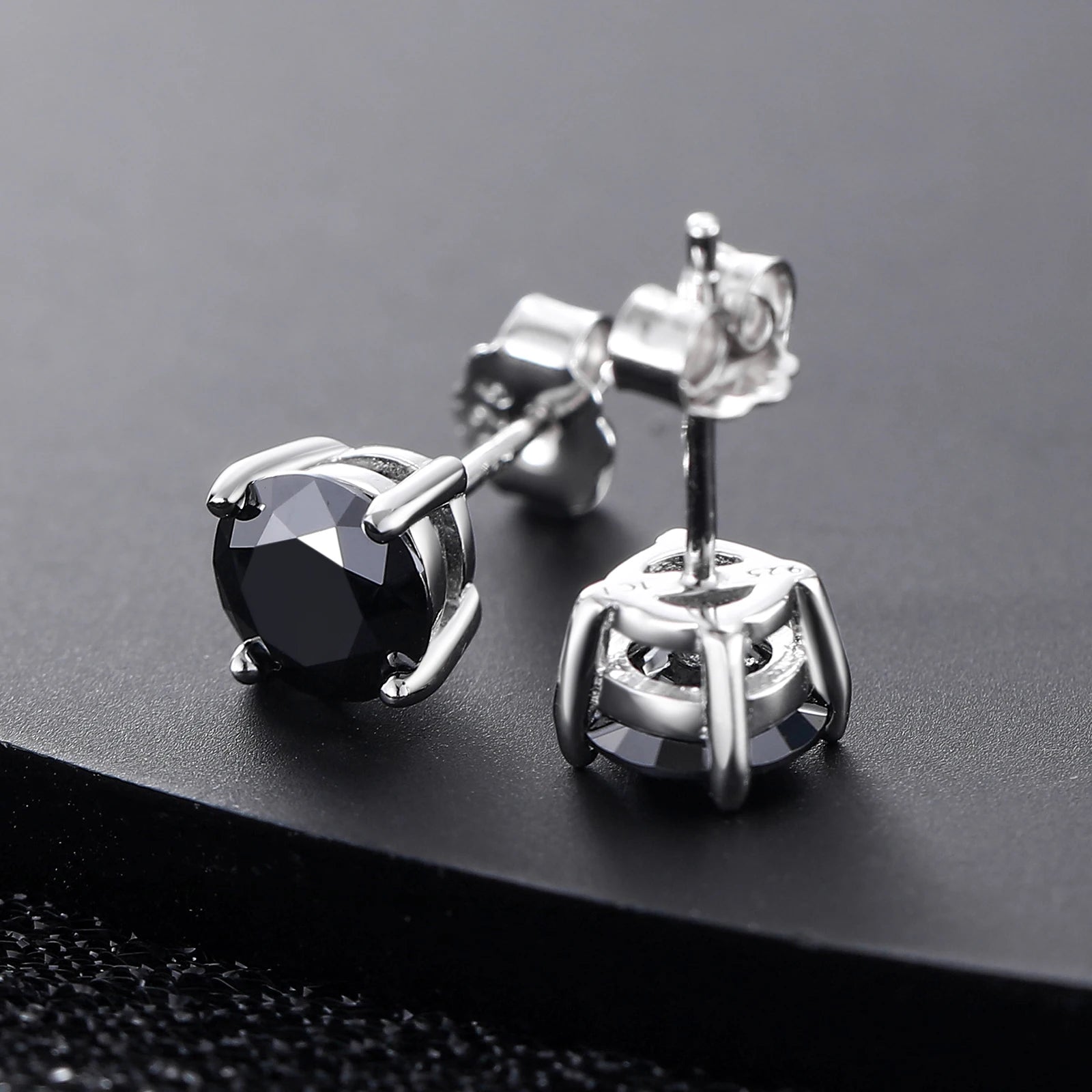 Real 0.5-2 Carat Black Moissanite Stud Earrings For Men Women Solid 925 Sterling Silver Solitaire Diamond Round Earrings Jewelry by Reinvent Yourself