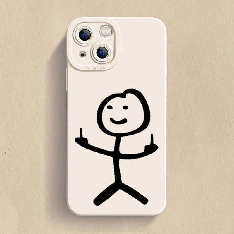 Cartoon Matchman Phone Case For iPhone 11 12 13 14 15 Pro Max XR XS X 7 8 Plus SE 2020 Shockproof Matte Soft TPU Silicone Cover by Reinvent Yourself